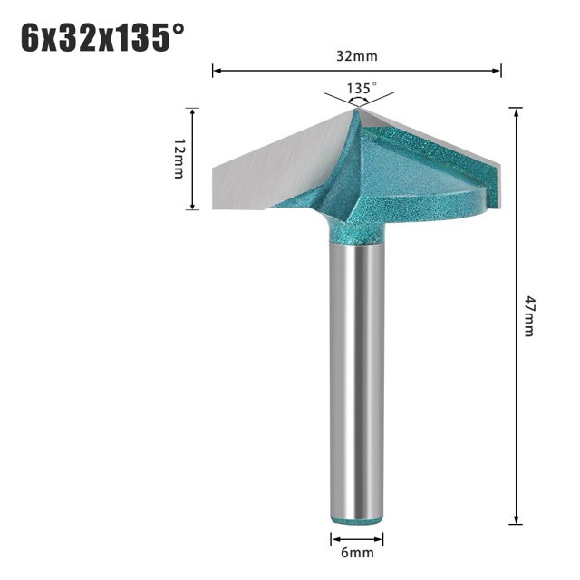 6mm V Router Bit Tungsten Steel Woodworking Milling Cutter 90 120 135 150 Degree
