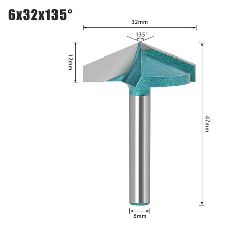 

BLUESON 6mm V Router Bit Tungsten Steel Woodworking Milling Cutter 90 120 135 150 Degree
