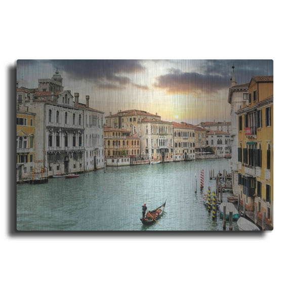 Luxe Metal Art 'Gran Canal Vista At Dusk 10' by Alan Blaustein Metal Wall Art, 24"x16"