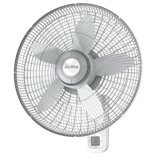 Air King 18" 3-Speed Oscillating Remote Controlled Wall Mount Fan, White, 9850, New