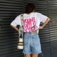 thumbnail image 4 of Camiseta holgada de manga corta para mujer, ropa de calle de gran tamaño, estilo Vintage Grunge, informal, Retro, 4 of 5