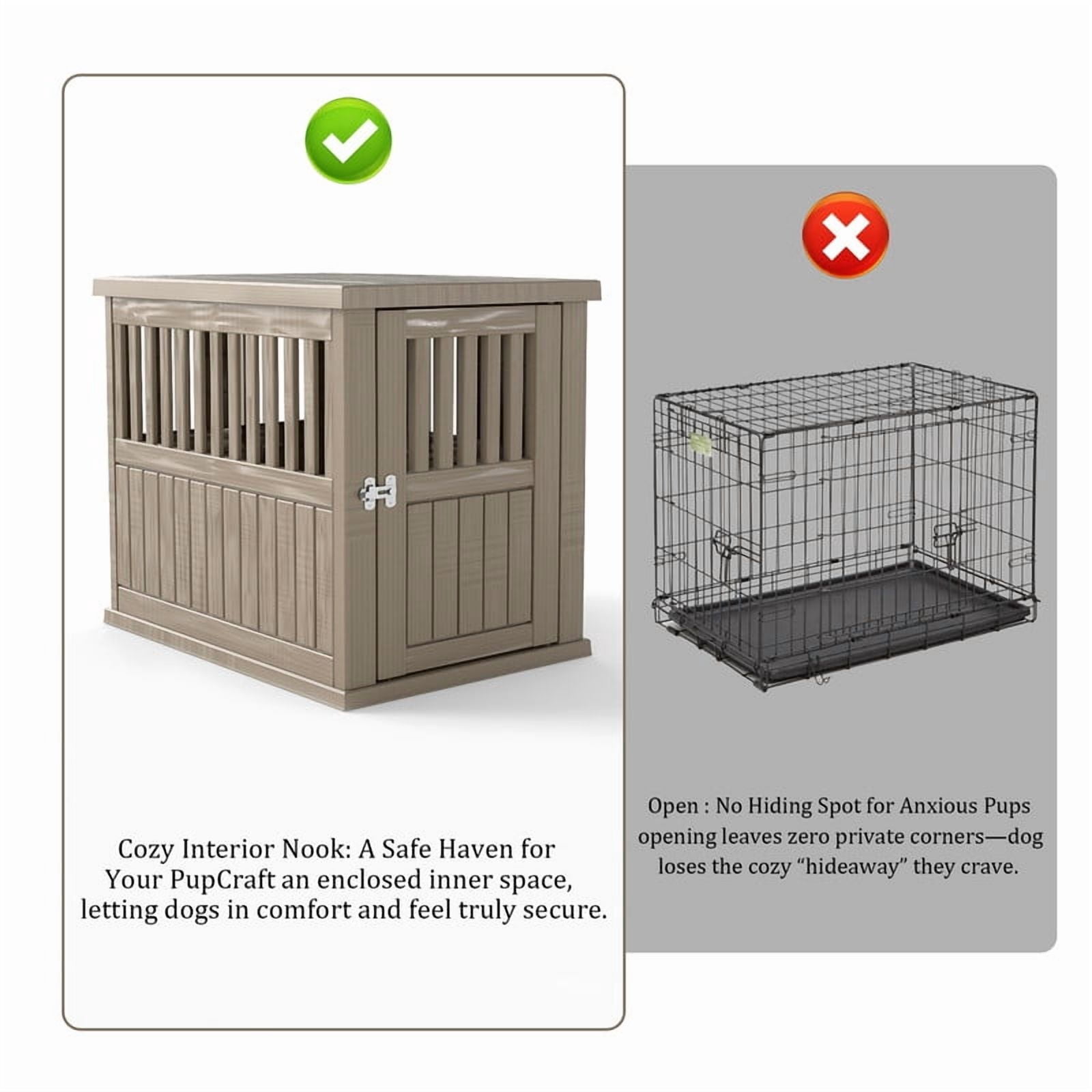 Yardgrace Large Dog Crates for Large Dogs, Indoor Outdoor Weatherproof Resin Dog Kennel with Roof and Elevated Floor (39.4"L x 28.4"W x 32.8"H, Coffee)