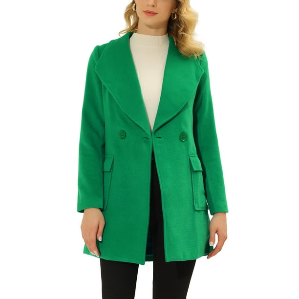 Abrigo largo con cinturón y solapa elegante para mujer INSPIRE CHIC en verde XL