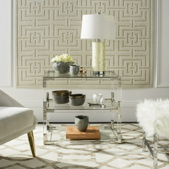 SAFAVIEH Couture Louisa Glam Acrylic Frame End Table, Silver