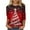 Red, variant on Hueook Christmas Shirts for Women Hawaiian Shirts Women's Fashion Casual Christmas Printed Round Neck 3/4 Sleeves T-Shirt Red 2X