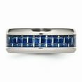 thumbnail image 3 of White Stainless Steel Ring Band Wedding Blue Carbon Fiber, 3 of 6