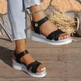 thumbnail image 6 of Women's Platform Sandals Slip On Lightweight Bohemian Dress Shoes Wide Toe Box Solid Color Beach Sandal Red Size 6.5, 6 of 7