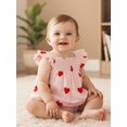 thumbnail image 6 of Gzhioc Infant Baby Girls Valentine's Day Outfits 3 6 12 18 24 Months Heart Print Flying Sleeve Smocked Tops and Ruffled Shorts Summer 2 Piece Set, 6 of 9