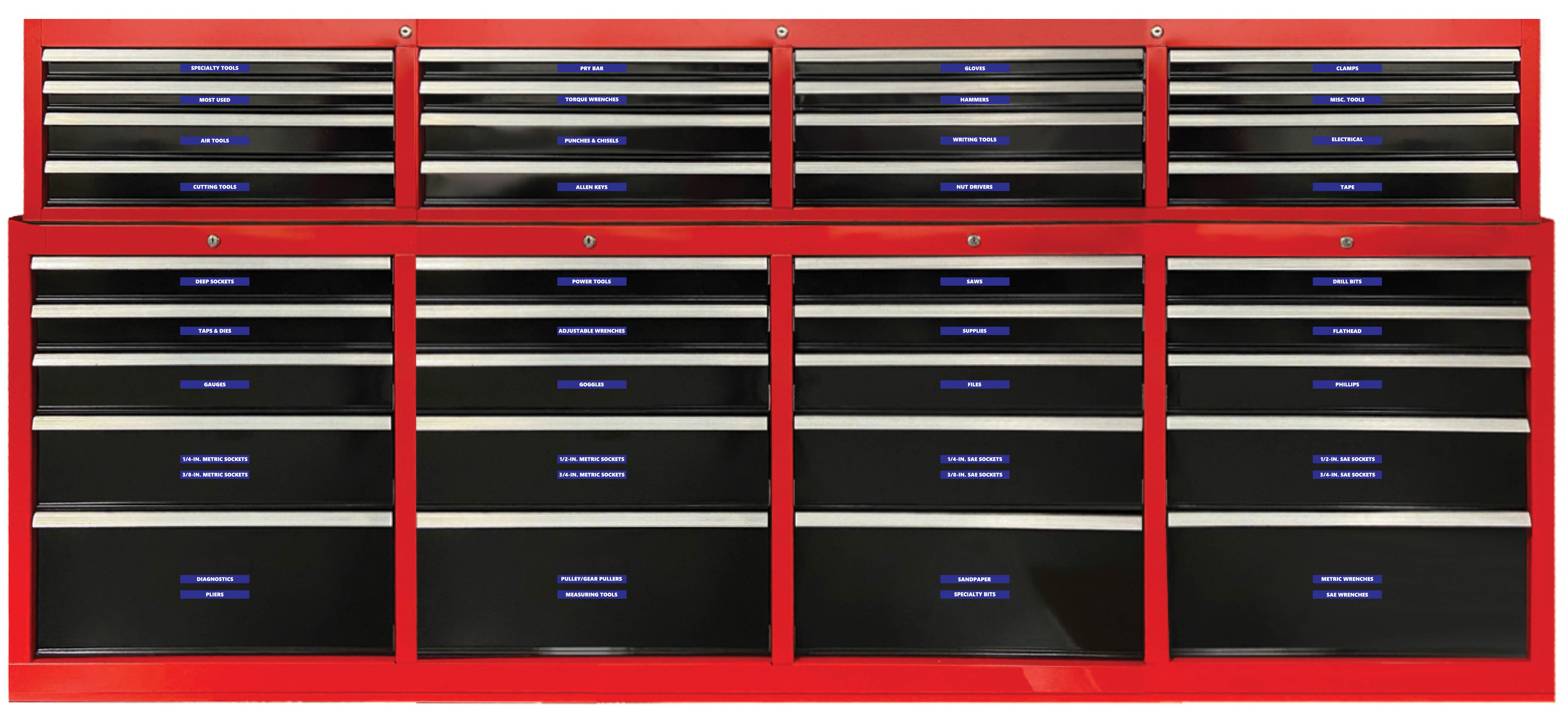 Toolbox Organizational Magnetic Labels Ultimate Set by DCM Solutions (Blue, 0.5"H x 4.5"W)