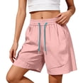 thumbnail image 2 of Dwellite Quick Dry Shorts for Womens High Waist Stretchy Straight Leg Casual Summer Shorts with Pockets Pink M, 2 of 6