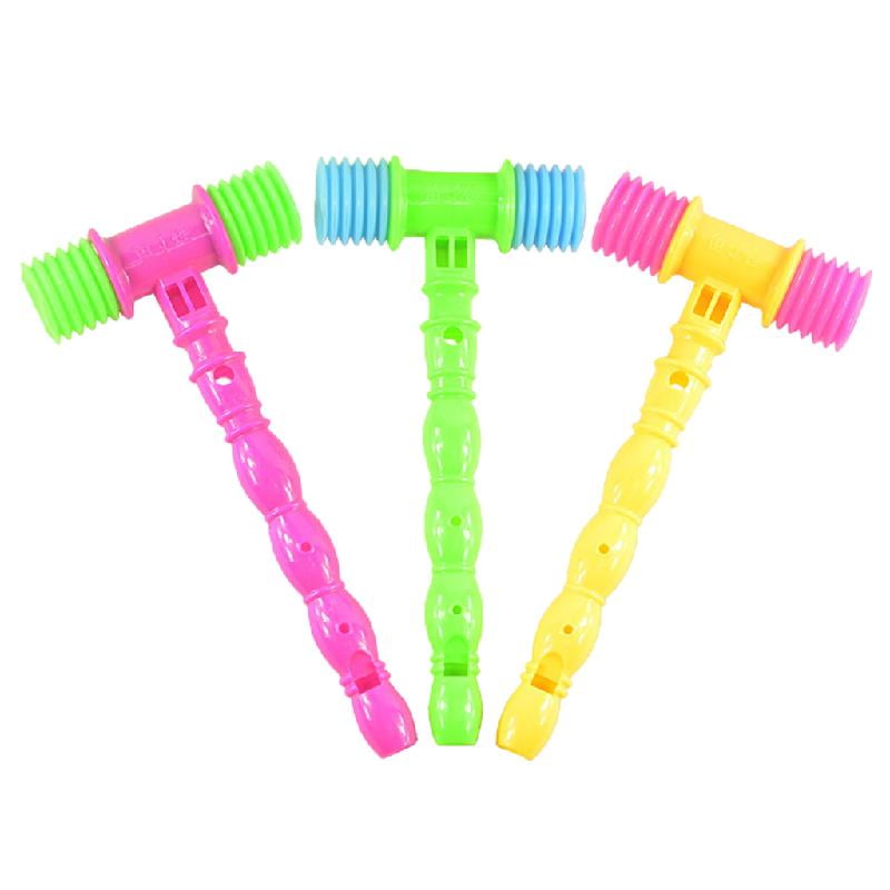Pack of 3Pieces Whistle Hammer Toy for Infant Crib Carnival Birthday Party Built-in Squeaker Safety Head Random Colors