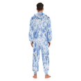 thumbnail image 7 of 1 Piece Adult Onesie Pajamas Cozy & Loose-Fit Sleepsuit Loungewear with Pockets Blue Watercolor Floral Pattern Large, 7 of 7