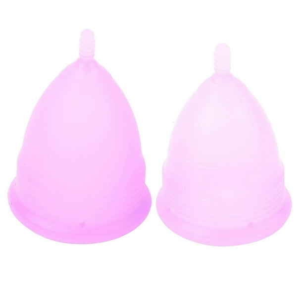 Silicone Menstrual Cup Reusable Female Lady Hygiene Cup Collector Body Care Tool(1 x Purple Menstrual Cup(S)+1 x Purple Menstrual Cup(L)+Storage Bag )