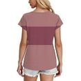 thumbnail image 3 of CHGBMOK Womens Color Block Short Sleeve Tops Casual Summer T-Shirt Crew Neck Tunic Tops Blouse, 3 of 8