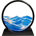thumbnail image 1 of SHENMO Dynamic 3D Rotating Sand Pictures - Moving Sand Art in Round Glass Frame - Natural Scenery Hourglass Decoration (Blue, 7 Inches), 1 of 5