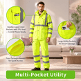Yellow Medium Hi Vis Rain Suit ANSI Class 3 Breathable Reflective ...