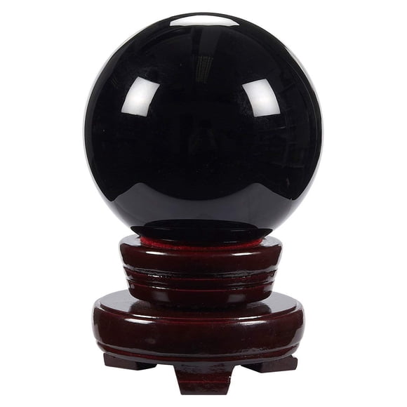 Bola de cristal Juvale de obsidiana de 80 mm con soporte