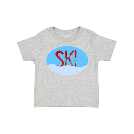 

Inktastic Ski Red Skis and Snow in an Oval Gift Toddler Boy or Toddler Girl T-Shirt