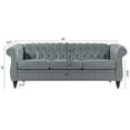 thumbnail image 3 of 84"Rolled Arm Chesterfield Sofa Couch, Modern 3 Seater Sofa Couch, Luxious Leather Couch with Thicken Seat Cushions and Button Tufted Back, Chesterfield Couch with Nailhead Trim, Gray+PU, 3 of 7