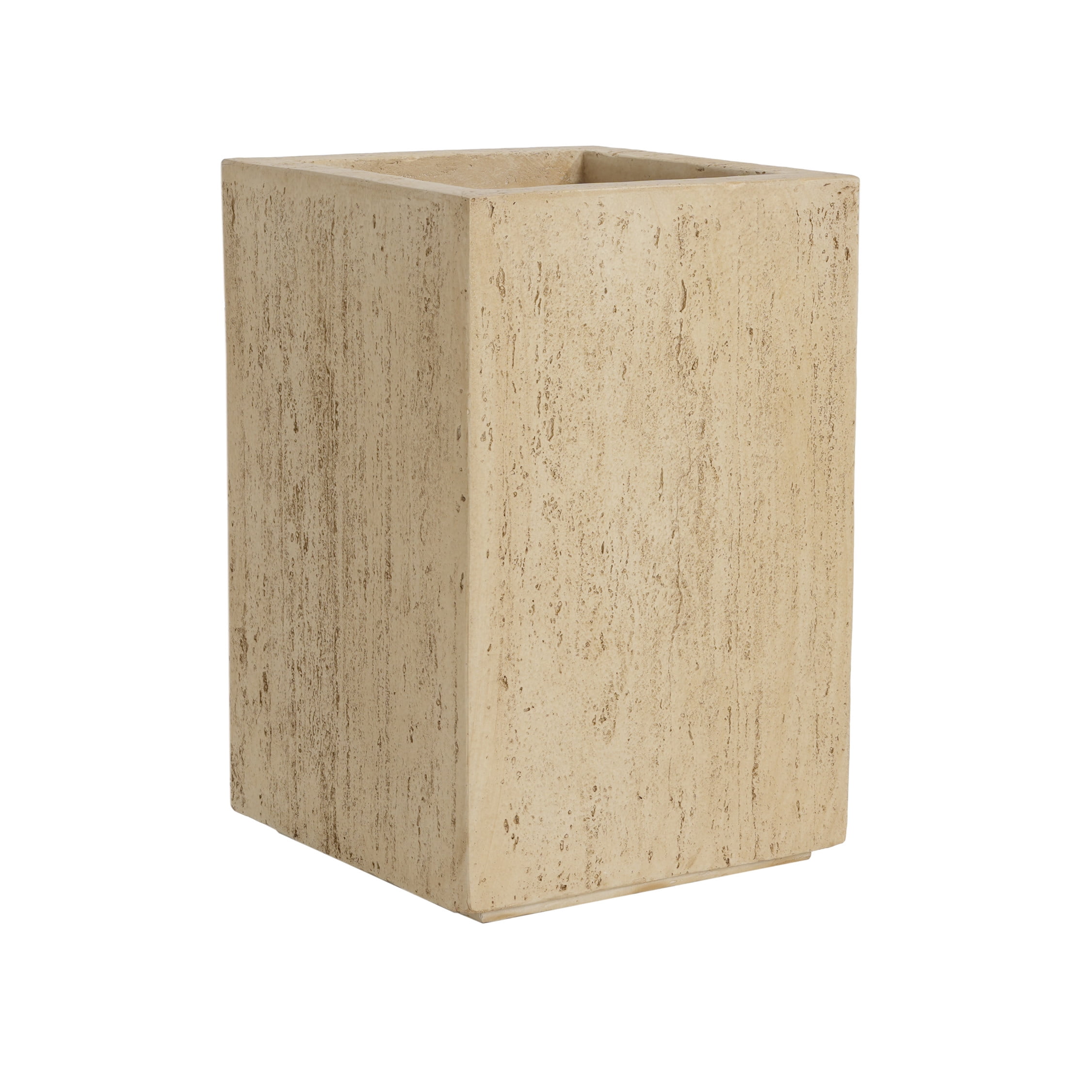 Christopher Knight Home Minimalist 19.75" H MGO Plant Box, Square Design, Indoor/Outdoor, Travertine Beige