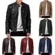 thumbnail image 5 of Mens Faux Leather Rider Biker Jackets Retro Outwear Coats Zip Moto Jackets, 5 of 8