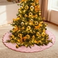 thumbnail image 4 of Velvet Christmas Tree Skirt 48 inch Ruffled Holiday Tree Skirt with Bow for Rustic Xmas Tree Decoration(Pink), 4 of 6