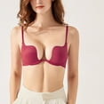 thumbnail image 2 of Women's Essentials Deep U Multi-Way Push Up Convertible Low Cut Plunge Bra(Red,32C), 2 of 5