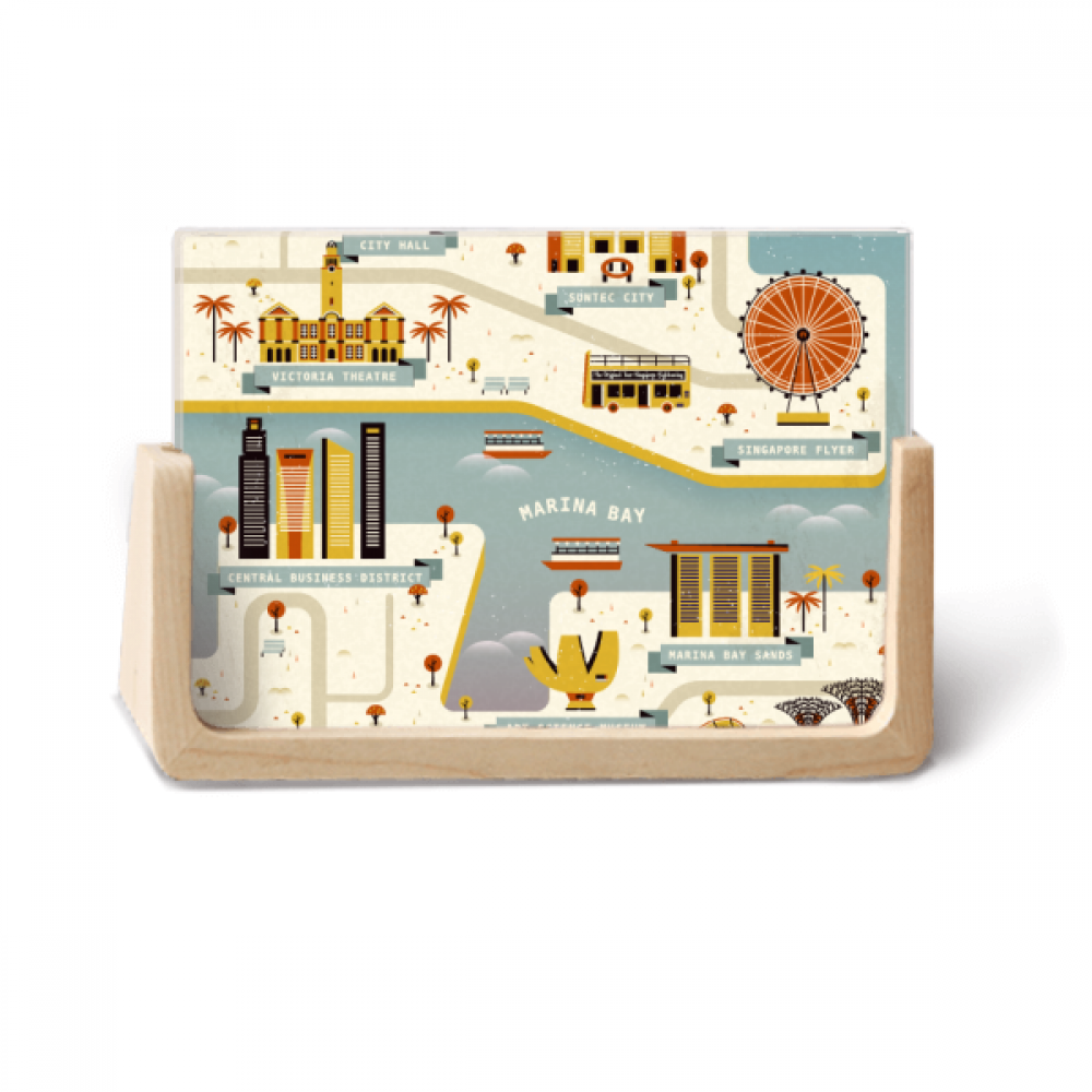 Vintage Singapore Landmark Photo Wooden Photo Frame Tabletop Display