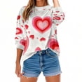 thumbnail image 3 of Uootdi Valentine's Day Sweatshirt for Women Crew Neck Love Heart Printed Graphic Sweatshirts Casual Holiday Long Sleeve Graphic Tee Tops Gift, 3 of 9