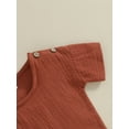 thumbnail image 6 of CIYCuIT Toddler Infant Boys Cotton Linen Summer Outfits Solid Color Short Sleeve T-shirt + Elastic Waist Shorts 2Pcs 6M 12M 18M 24M 3T 4T Kids Casual Short Pants Set, 6 of 8