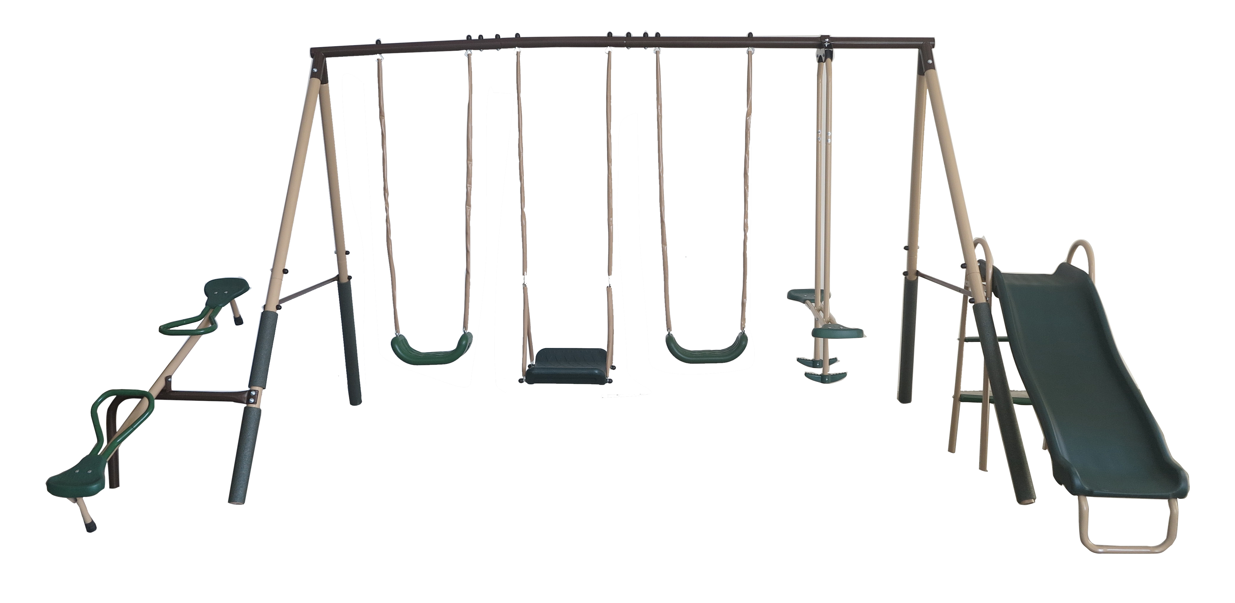 Crestview Swing Set by XDP Recreation with 2 Swing Seats, Stand R Swing, Wave Slide, Fun Glider, & See Saw - image 2 of 7