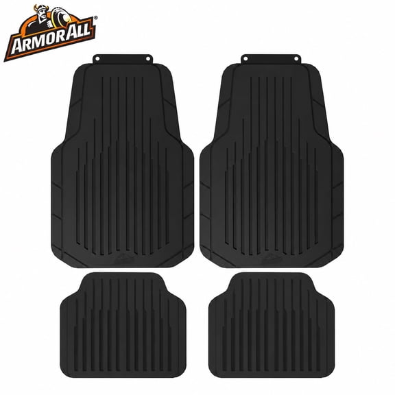 Armor All All-Weather Trim-to-Fit Floor Mats for Cars, Trucks, and SUVs, 4-Piece, Black