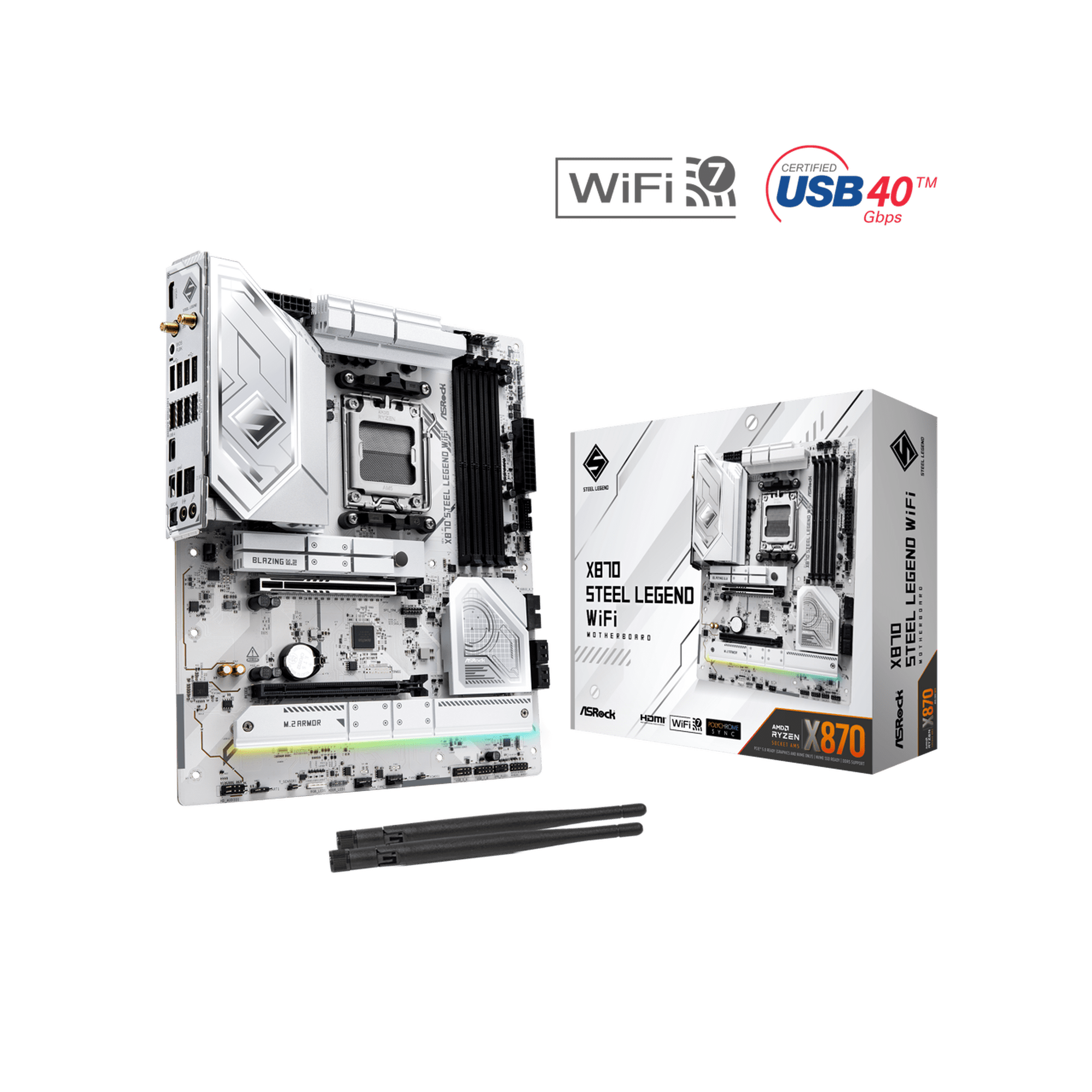 ASRock X870 STEEL LEGEND WIFI AM5 AMD X870 SATA 6Gb/s ATX Motherboard