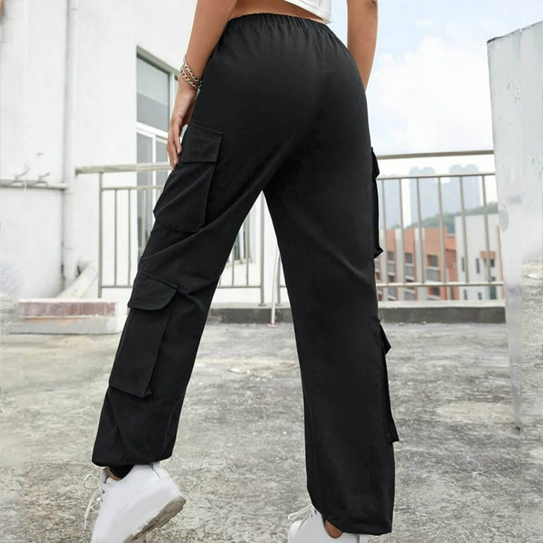 adviicd Business Casual Pants For Women High Waisted Women Panties High  Waist Stretch Cargo Pants Women Baggy Multiple Pockets Relaxed Fit Straight  Wide Leg Pants Black S 