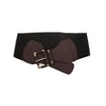 thumbnail image 6 of Women Dark Brown Elastic Wide Belt Gold Square Buckle S M, 6 of 12