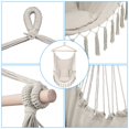 thumbnail image 6 of Hammock,DFITO Tassel Plus 2 Pillow Hanging Chair Beige, 350 LBS Max Weight, Hanging Durable Hammock, Perfect for Home/ Bedroom /Patio Yard/ Deck/ Garden/Outdoor/Indoor, Beige, GJ42, 6 of 10
