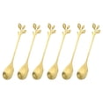 thumbnail image 1 of Unique Bargains 6Pack 4.8' Stainless Steel Leaf Coffee Spoon Tableware Dessert Spoons, Gold, 1 of 4