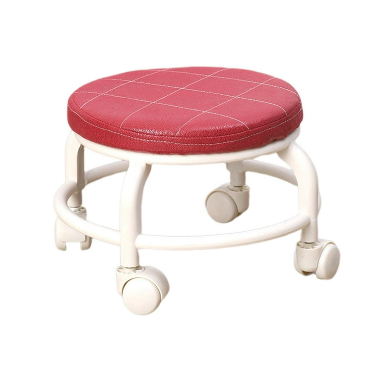 Low Stool with Wheels Rolling Work Seat Rolling Ottoman with 360° Wheels  Footstool Roller Seat Chair Low Table Footrest Shoe Changing Stool for  Living