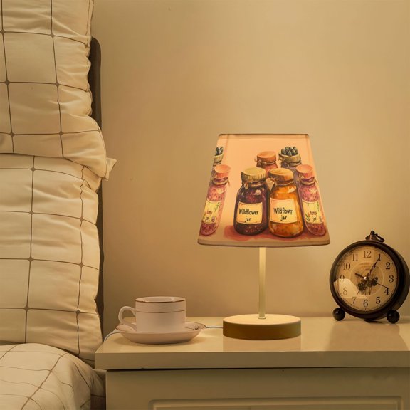 Yayeee Mini Table Lamp 10.8" Dimmable with Fabric Shade 3 Color Temperatures, Watercolor Jam