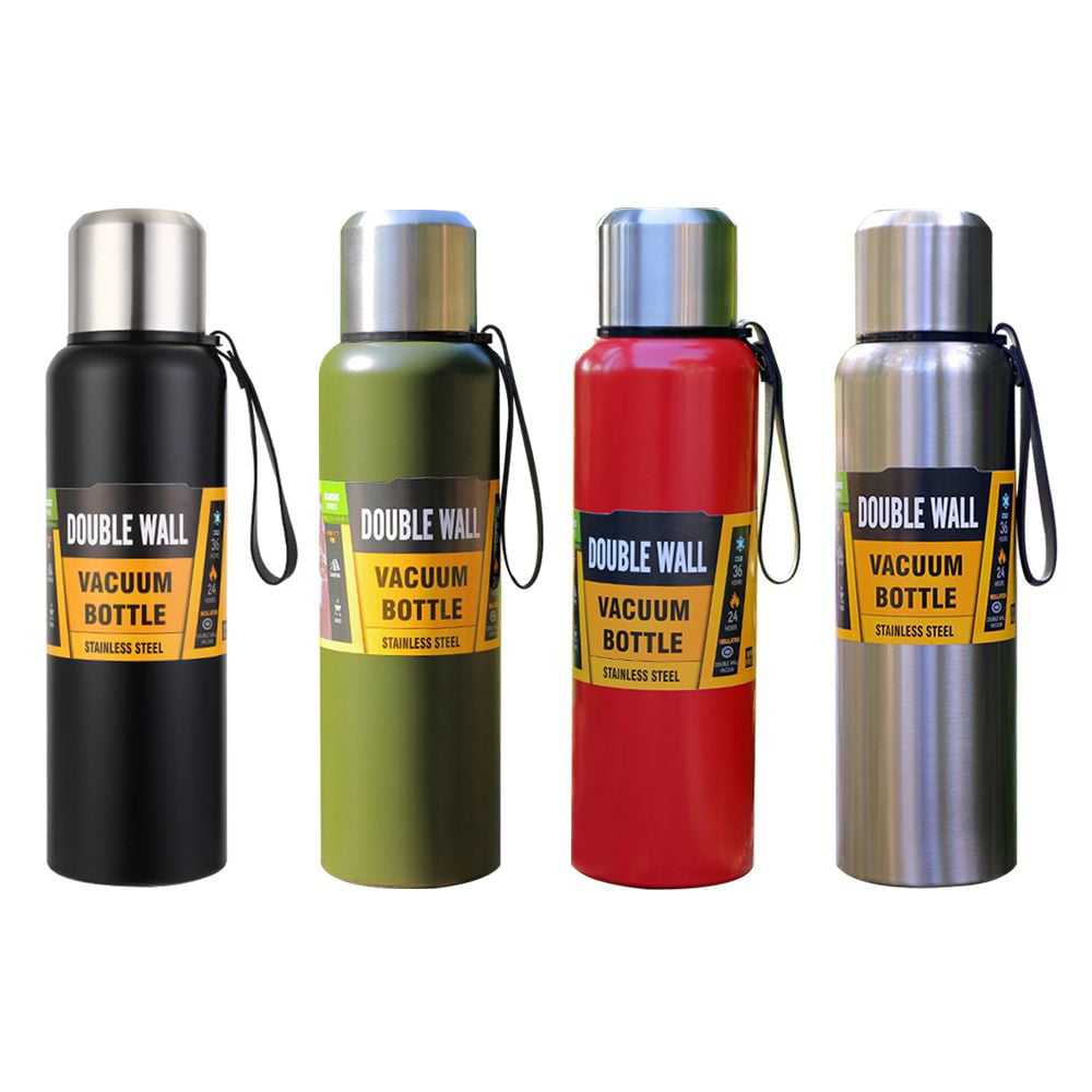 800ml/1500ml stainless steel vacuum flask large capacity outdoor sports water  bottle 24-hour insulation portable