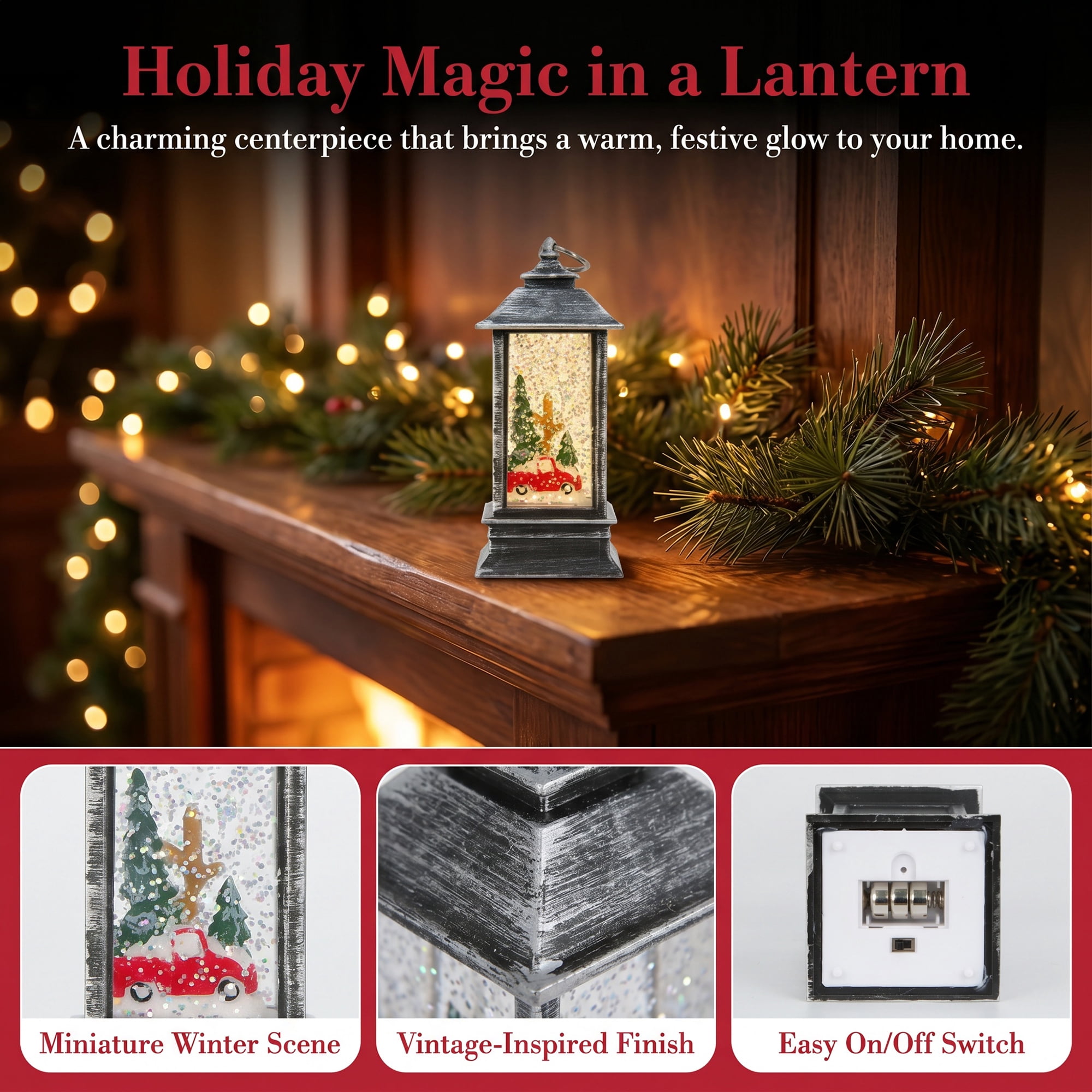 Unique Bargains Christmas Light Up Crystal Ball Mini LED Glitter Sphere Orb Brown Style Q
