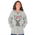 thumbnail image 3 of Funny Christmas Hipster Reindeer Lit Unisex Fleece Graphic Zip Up Hoodie Brisco Brands 2X, 3 of 5