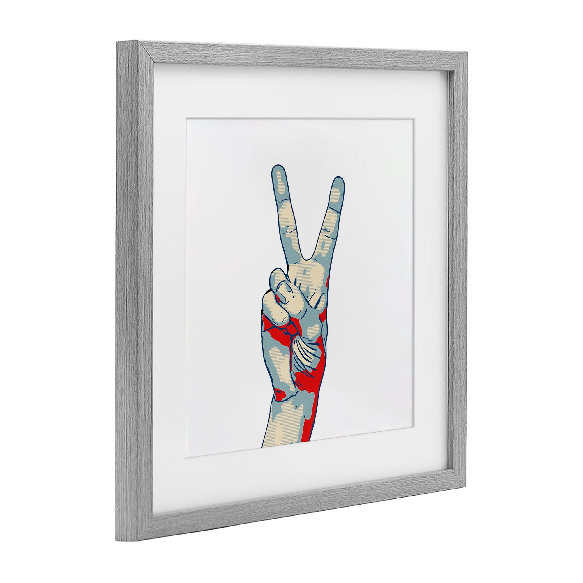 Stupell Industries Pop Style Peace Gesture Gray Framed Print Under Glass, design by Kim Curinga