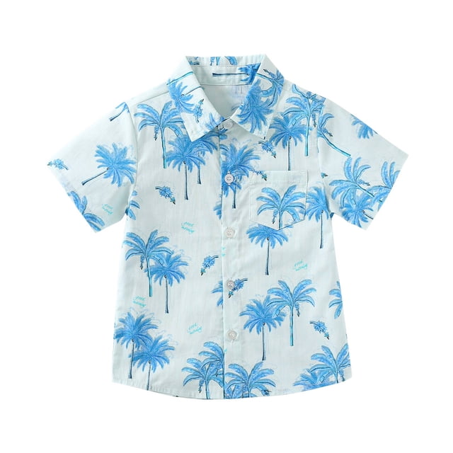 Birdeem Chemise à Manches Courtes Imprimée Décontractée Hawaïenne pour Bébé Garçon Été