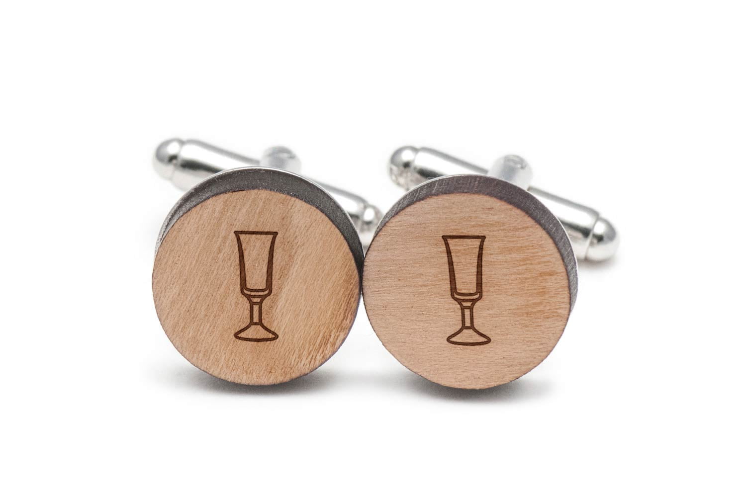Cordial Glass Cufflinks, Wood Cufflinks Hand Made in the USA by BigSpool Distributors