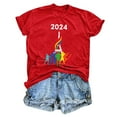 thumbnail image 1 of TSADFHJI Hauts pour Femmes Habillé TG T-Shirt d'Été à Manches Courtes Col Rond Motif Haut Décontracté m Rouge, 1 of 4