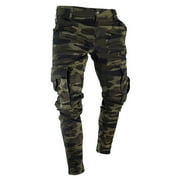 Men's Jeans Mens Skinny Stretch Denim Pants Pleated Ripped Freyed Slim Fit Jeans Trousers Pantalon Homme Jeans Camouflage S