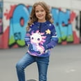 thumbnail image 3 of Xoenoiee Axolotl Star Cloud Print Girls Half Zip up Sweatshirt Trendy Winter Cropped Hoodie Long Sleeve Shirt Pullover Youth Girl Outwear Coat, 11-12 Years, 3 of 7