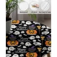 thumbnail image 5 of Round Fitted Tablecloths with Elastic Edge Halloween Witch Hat Cat Oil-Proof Waterproof Wipeable Table Cover for Kitchen Dining Party Decor Pumpkin Ghost on Black Table Clothes,36" - 44", 5 of 7