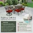 thumbnail image 4 of Hanover Traditions 7-Piece Outdoor Dining Set with Cast-Top Table, 2 Swivel Rockers, 4 Stationary Chairs, 4 of 24